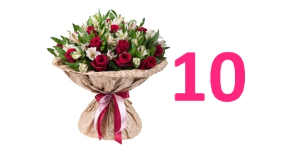 Bouquet of 21 roses and alstroemeria