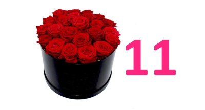 Bouquet of 21 roses in a hat box